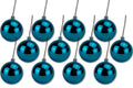 12 Pack 100mm 4" Shiny Aqua Ball Ornament with Wire and UV Coating