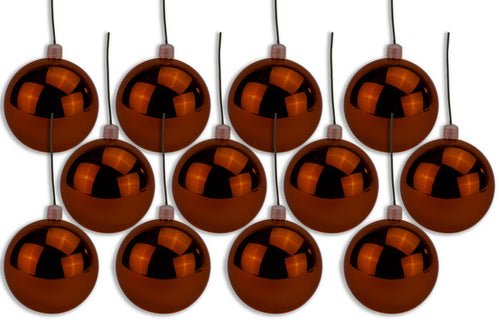 12 Pack 100mm 4" Shiny Copper Ball Ornament with Wire and UV Coating