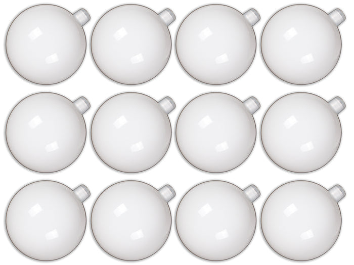12 Pack 80mm 3" Shiny White Ball Ornament with Wire, UV Coated