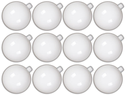 12 Pack 80mm 3" Shiny White Ball Ornament with Wire, UV Coated