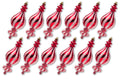 12 Pack Red and White Finial Candy Ornament Set