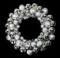 16" Silver Ball Wreath with Battery Powered Warm White LEDs