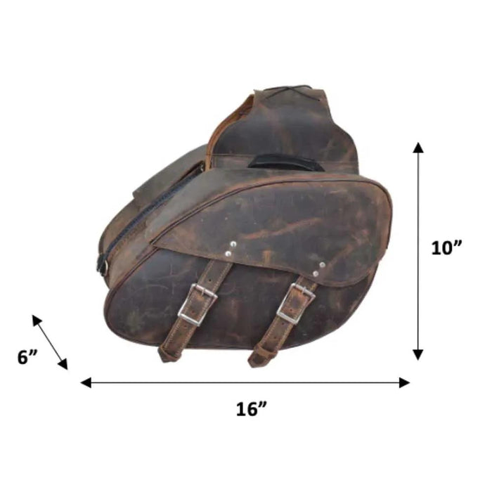 16" x 10" x 6 - Leather Saddle Bag