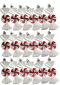 18 Piece Christmas Hanging White Candy Ornament with Iridescent Glitter Swirl Design