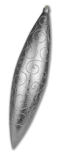 19" Finial Ornament Silver with Silver Glitter Swirl