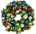 2' Mixed Blend Pine Wreath with Warm White LED Lights and Royal Themed Oranaments