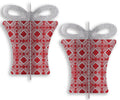 2 Pack 13.5" Red and Silver Gift Box