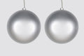 2 Pack 200mm 8" Silver Matte Ball Ornament with Wire, UV Coated