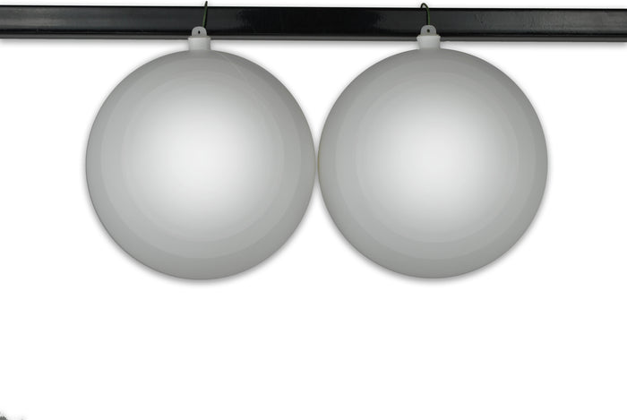 2 Pack 200mm 8" White Matte Ball Ornaments with Wire, UV Coated