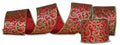 2 Pack of 30' Red Ribbon with Gold Glitter Designs and Enhancements