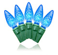 25 Blue C6 LEDs on Green Wire