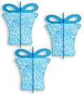 3 Pack 8" Aqua and White 3D Gift Box