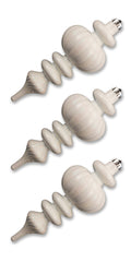 3 Pack 9" White Finial Ornament with White Glitter