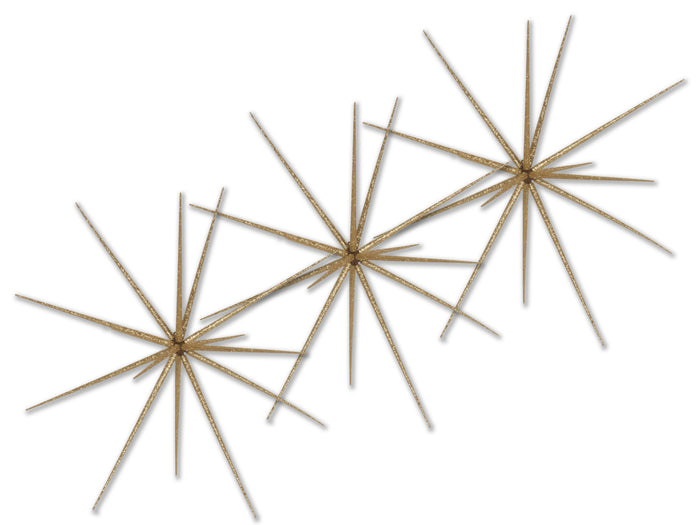 3 Pack of 15" Starburst Ornament with Gold Glitter