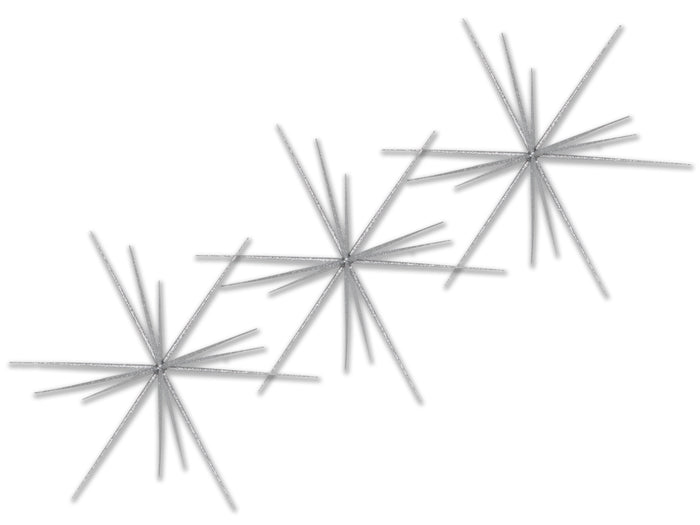 3 Pack of 15" Starburst Ornament with Silver Glitter
