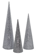 3 Pack of Silver Mesh Cone Trees