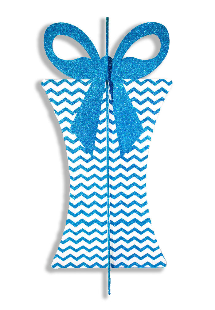 31" Aqua and White 3D Gift Box