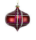 4 Pack of Red, Hot Pink, and White Striped Onion Ornaments with Glitter Enhancements