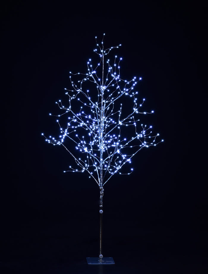 4' Pure White LED Silver Branch Tree