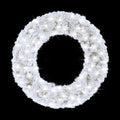4' White Sequoia Wreath Pre-Lit with Pure White LEDs