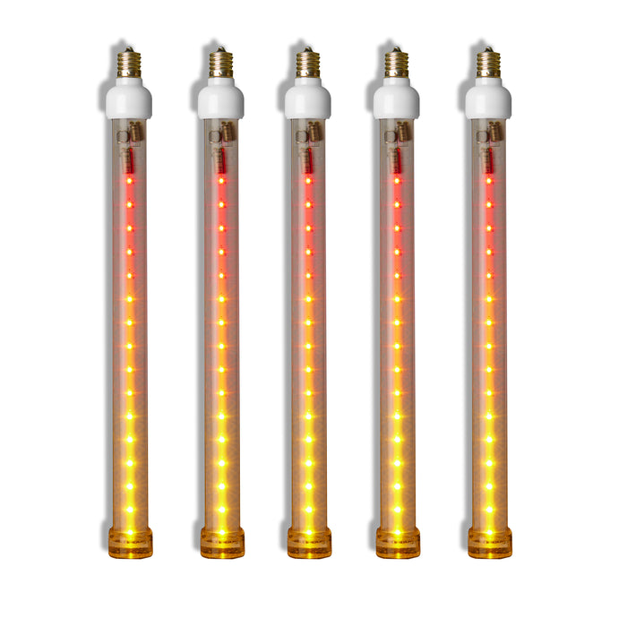 5 Pack 12'' Red-Orange-Yellow LED Strobe Snowfall Tube
