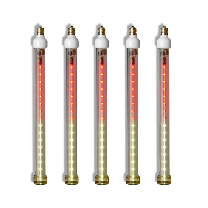 5 Pack 12'' Red-Pure White Snowfall LED Tube