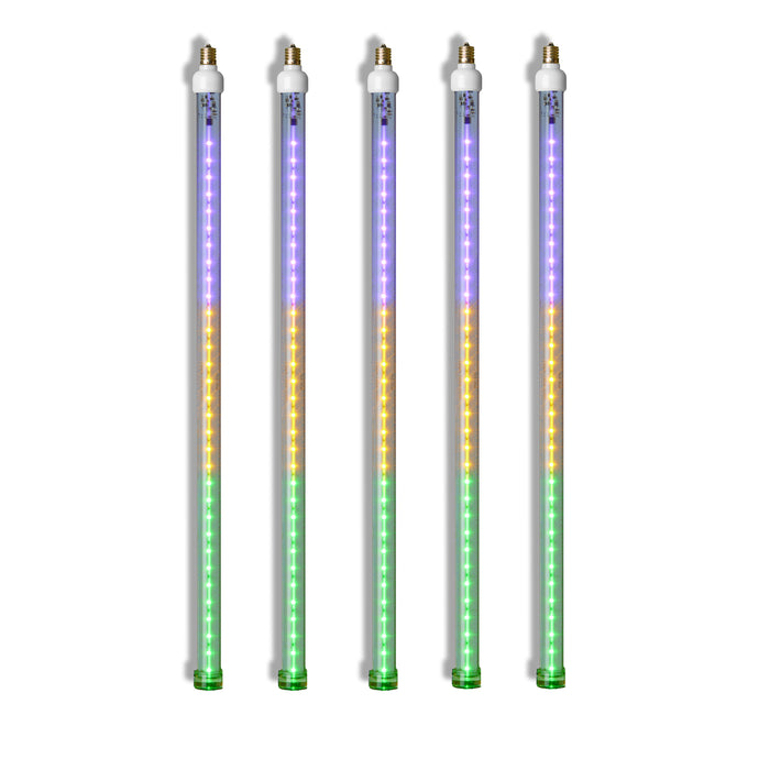 5 Pack 24'' LED Purple-Yellow-Green Strobe Snowfall Tube