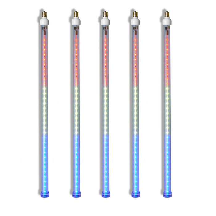 5 Pack 24'' Red-Pure White-Blue LED Strobe Snowfall Tube