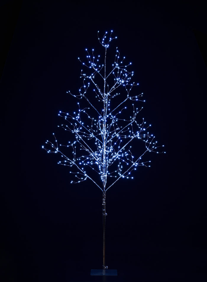 5' Pure White LED Silver Branch Tree