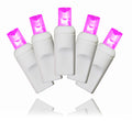 50 5mm Pink 1/4 Twinkle LED Lights 6" Spacing White Wire