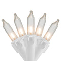 50 Clear Incandescent Mini Lights 4" Spacing on White Wire