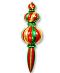 52" Green, Red, and Gold Oversized Finial Ornament with Glitter Enhancements