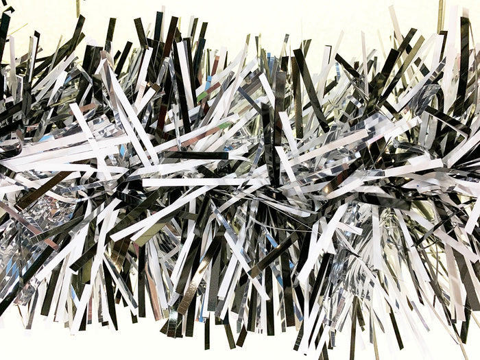 6" Black, White, and Silver Stuffed Garland 20' Long