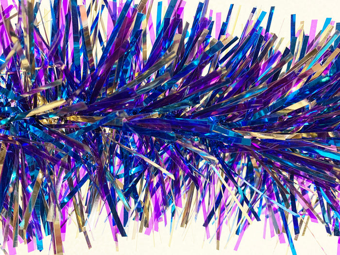 6" Blue, Purple, and Gold Stuffed Garland 20' Long