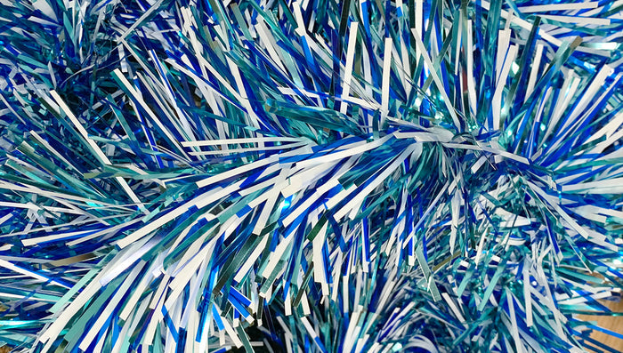 6" Metallic Aqua Translucent Blue and White Garland 20' Section