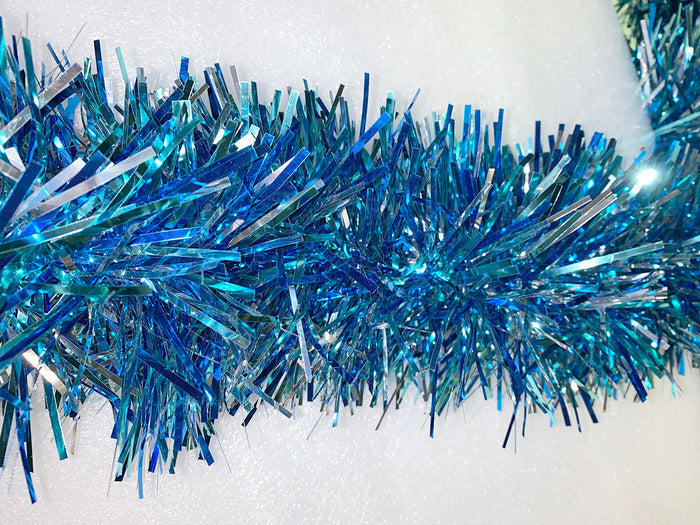 6" Mylar Blue, Aqua and Silver Garland 20' Sections