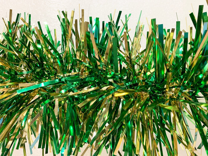 6" Mylar Green and Gold Garland 20' Sections