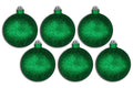 6 Pack 120mm 5" Green Glitter Ball Ornament with Wire