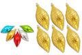 6 Pack 5" Gold Teardrop Ornament with Gold Glitter