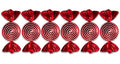 6 Pack of Red Candy Ornaments with White Swirling Designs