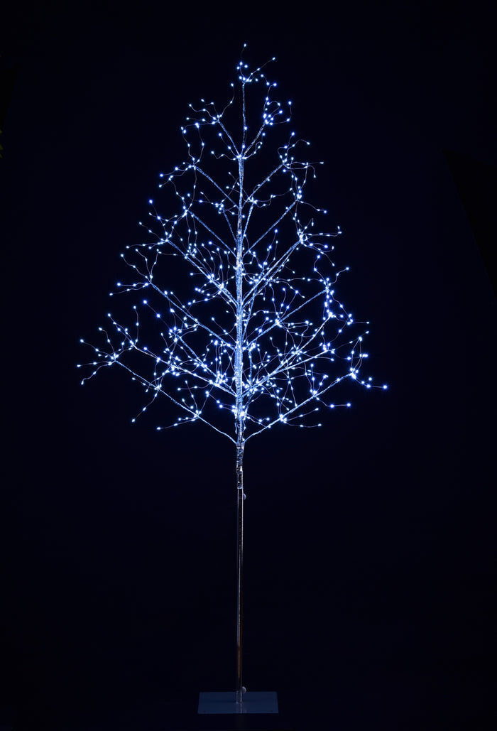 6' Pure White LED Silver Branch Tree