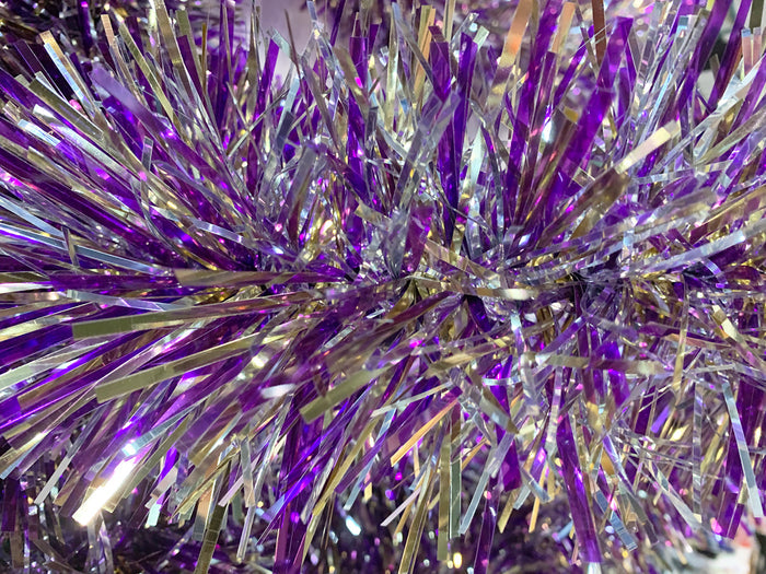 6" Silver, Gold and Translucent Purple Garland 20' Section
