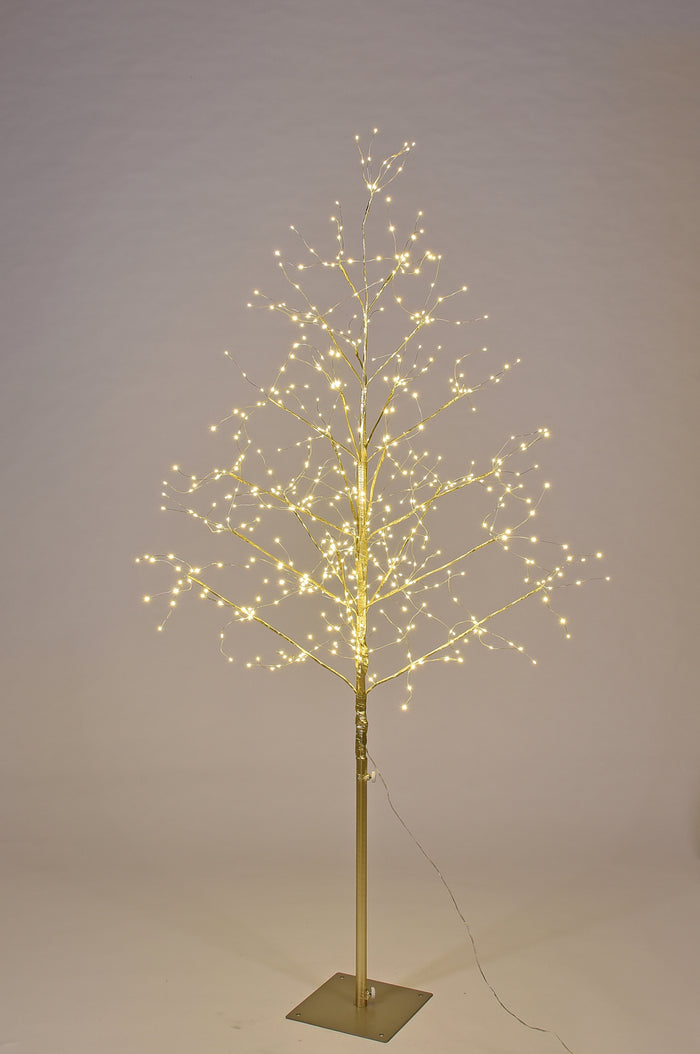 6' Warm White LED Gold Branch Tree