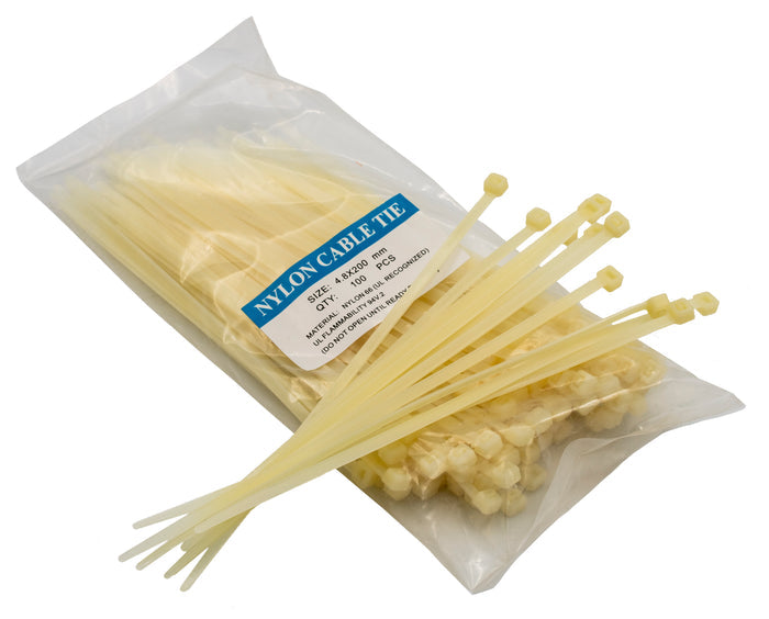 600 Pack 8" White Zip Ties