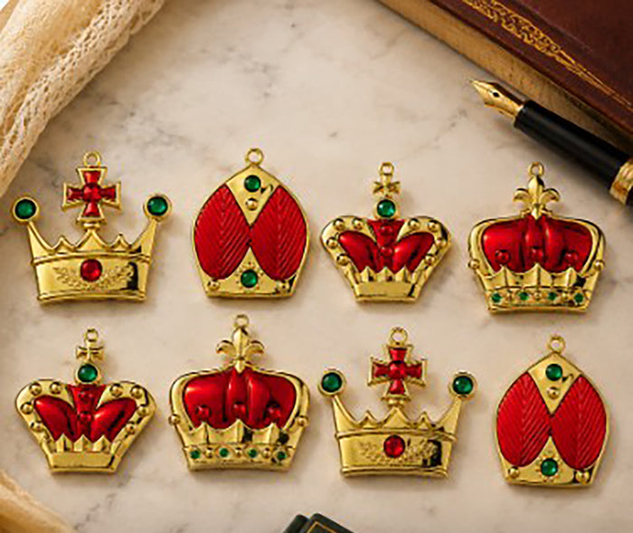 8 Pack of Red Crown Ornaments