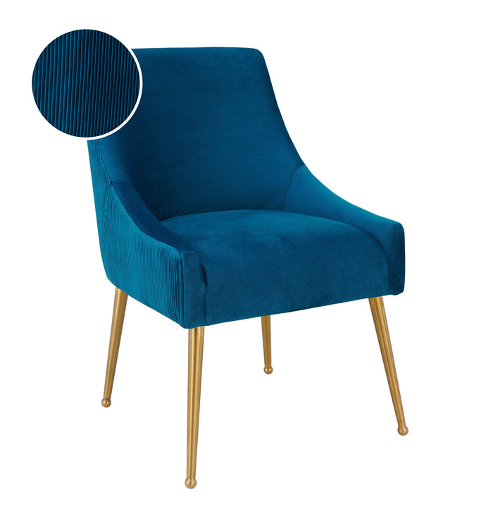 Beatrix Pleated Velvet Dining Chair Gold Legs