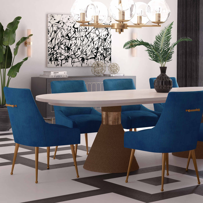 Beatrix Pleated Velvet Dining Chair Gold Legs