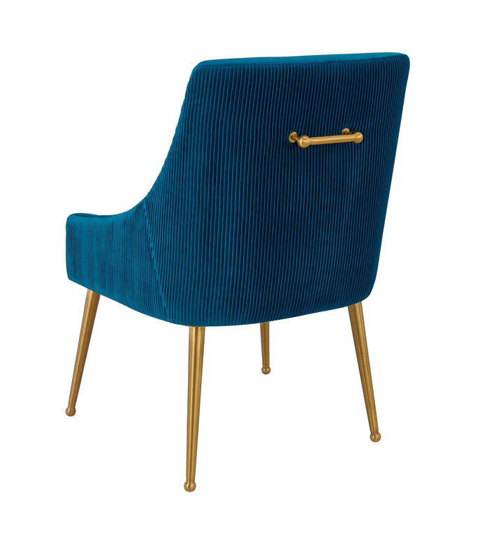 Beatrix Pleated Velvet Dining Chair Gold Legs