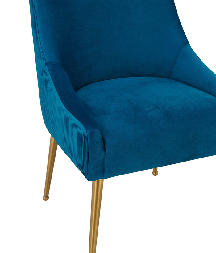 Beatrix Pleated Velvet Dining Chair Gold Legs