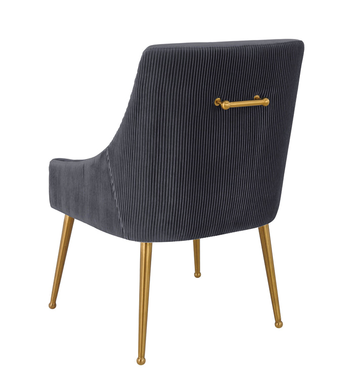 Beatrix Pleated Grey Velvet Side Chair - hollywood-glam-furnitures